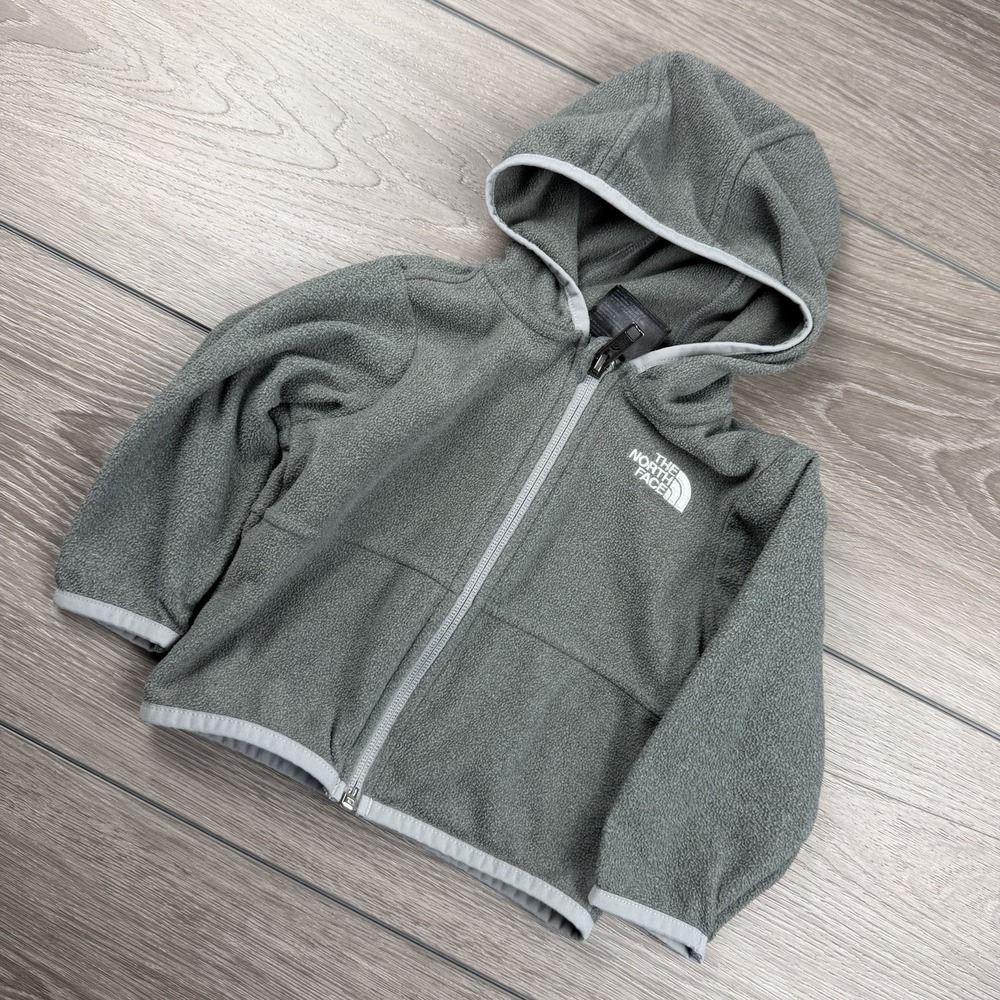 The North Face Baby Full Zip Fleece Hooded Sweatshirt Grey Size 6-12 Months